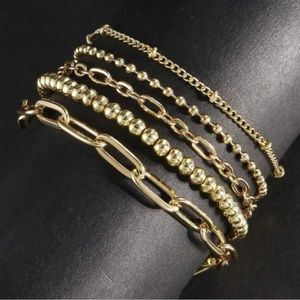 💍2/$10💎3/$12 NWT Set of 5 Chain Bracelets Adjustable Layered Fashion Jewelry